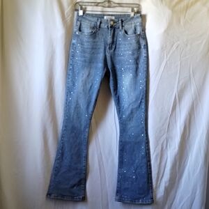 BAMBOO Blue Flare Jeans with Sparkle Accents